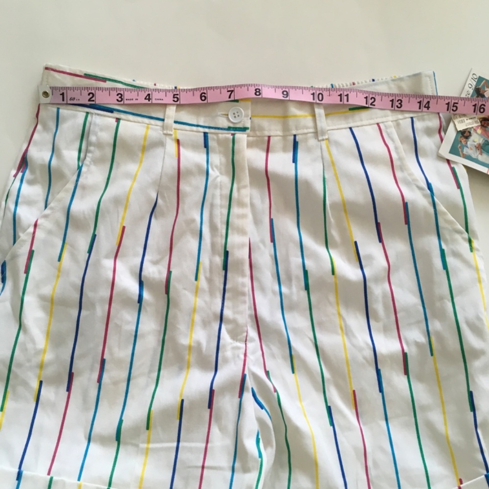 VTG 80s Hunter’s Glen Rainbow Striped Shorts Sz 9/10 High Waisted NOS Japan Made - Picture 13 of 16